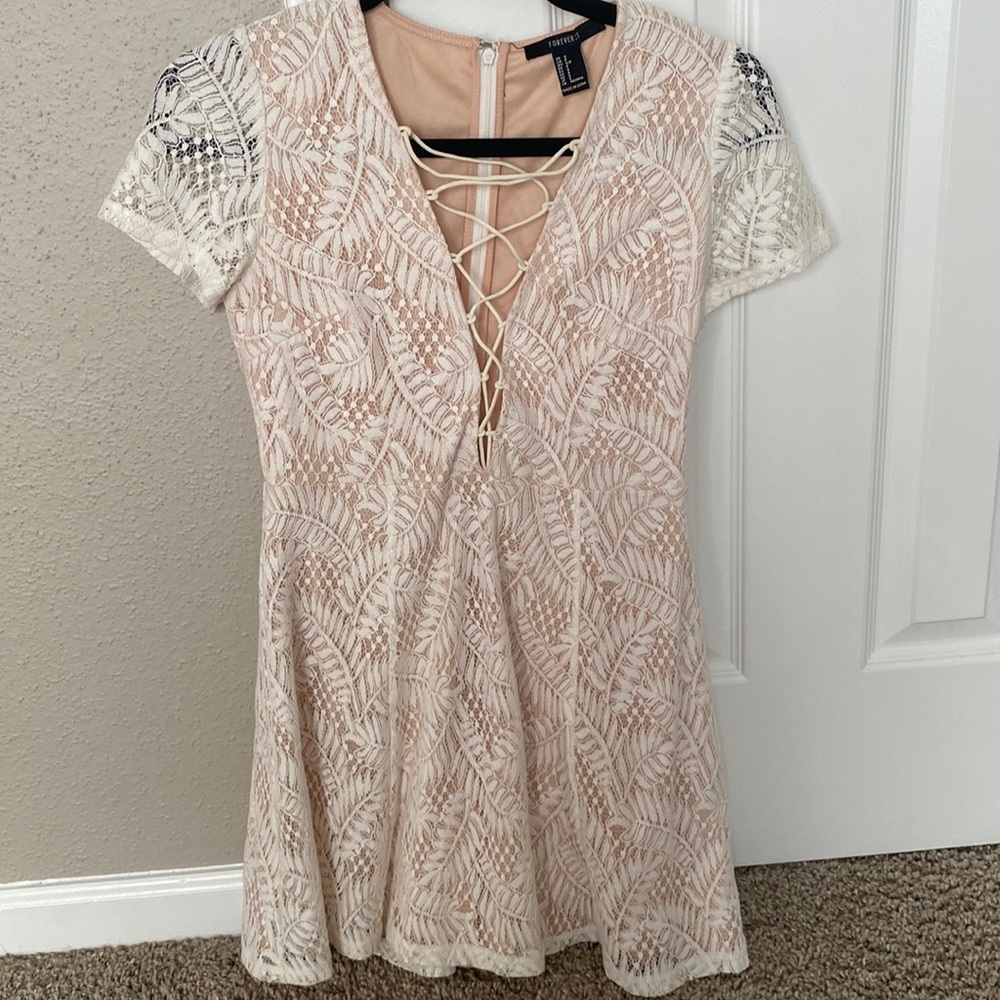 Forever 21 lace mini skater dress. Perfect for engagement party.
